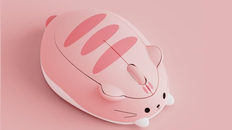 Pink mouse designed to look like a cat