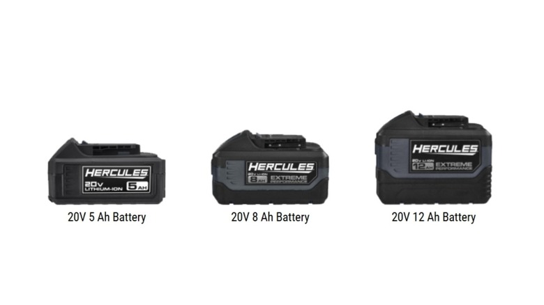 Stock photo of several Hercules rechargeable batteries in different sizes.