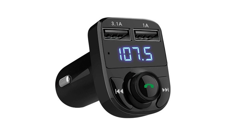 Bluetooth FM transmitter on white background