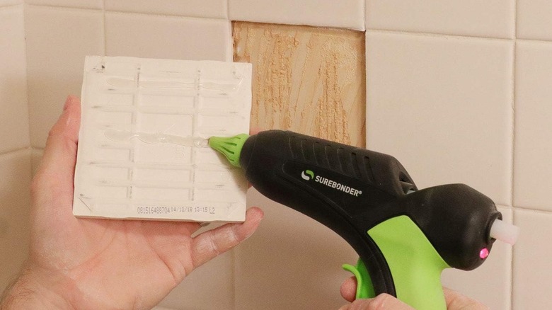 glue gun used on tiles