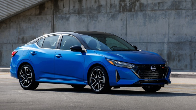 a blue Nissan Sentra