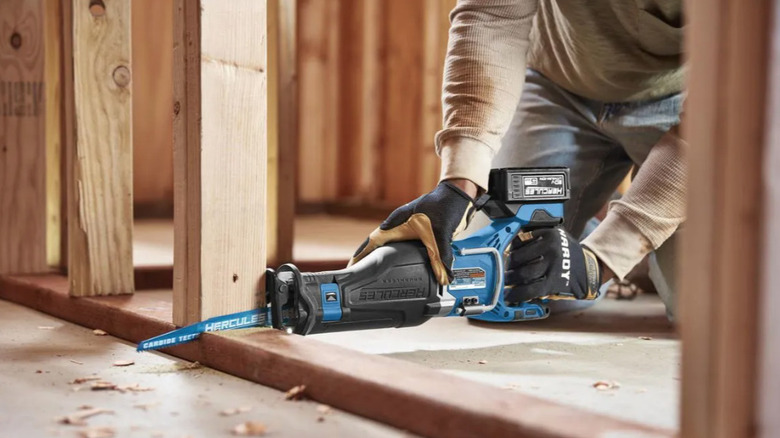 Hercules reciprocating saw cutting wood