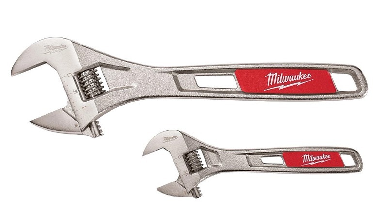Two adjustable wrenches by Milwaukee one large and one small
