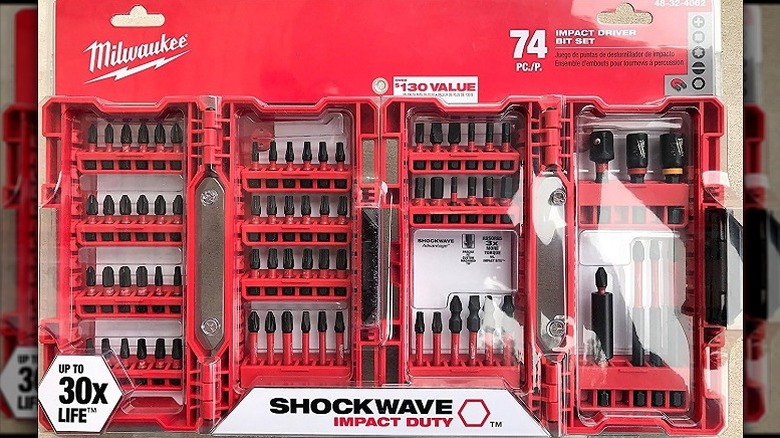 A Milwaukee shockwave bit set in a box