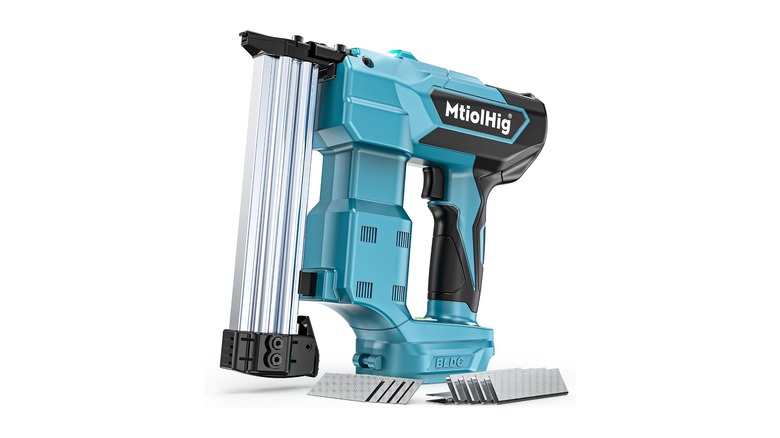 Teal and black MtiolHig brad nailer