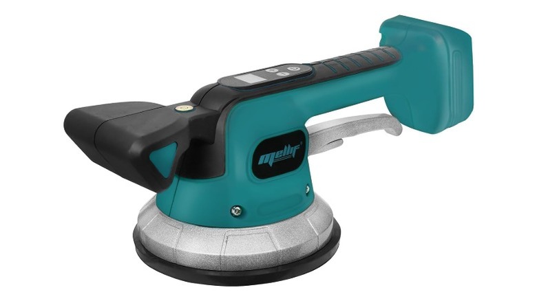 Teal and black vibration leveling with a silver trigger lock