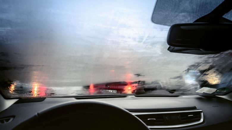 a foggy windshield