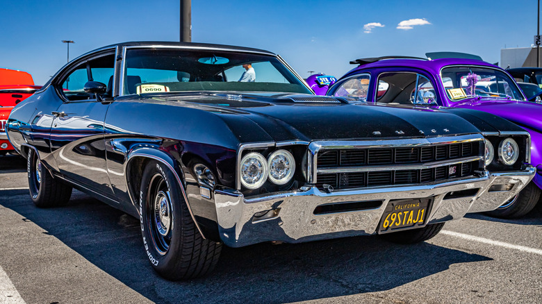1969 Buick Gran Sport Stage I at car show, front-right 3/4 view