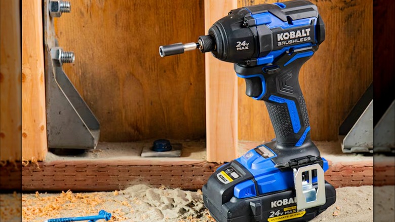 Kobalt XTR 24V 1/4-inch impact driver on a jobsite