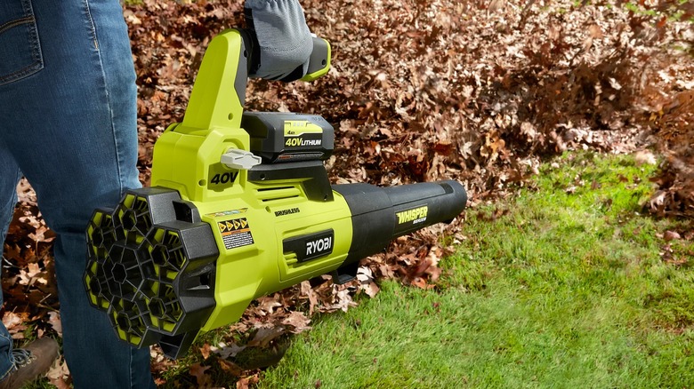 Using Ryobi leaf blower in the yard