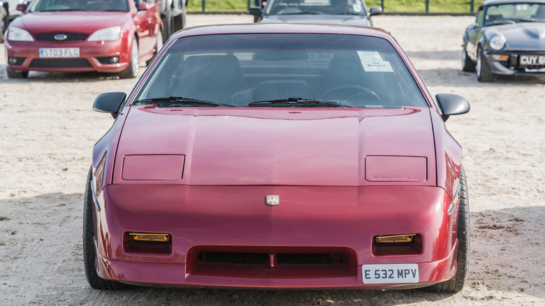 A head-on shot of a Pontiac Fiero GT