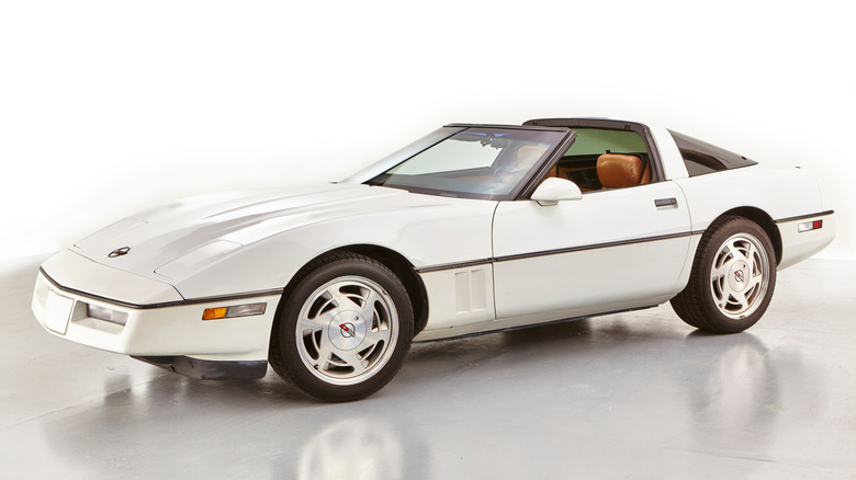 White 1989 Chevrolet Corvette C4 parked in studio