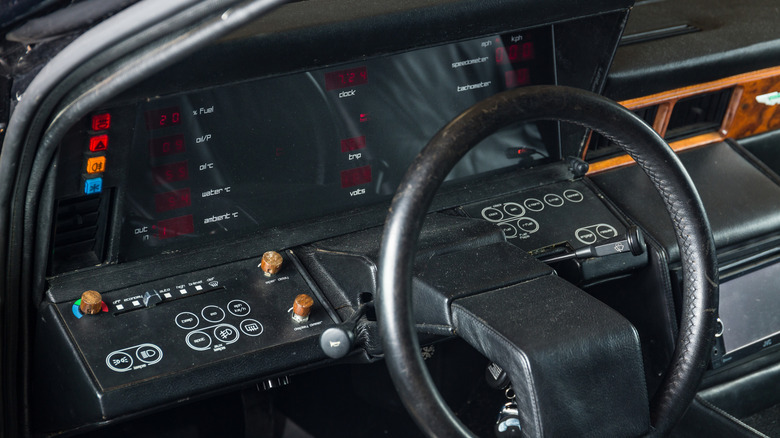 Close up of LED dashboard in a 1984 Aston Martin Lagonda