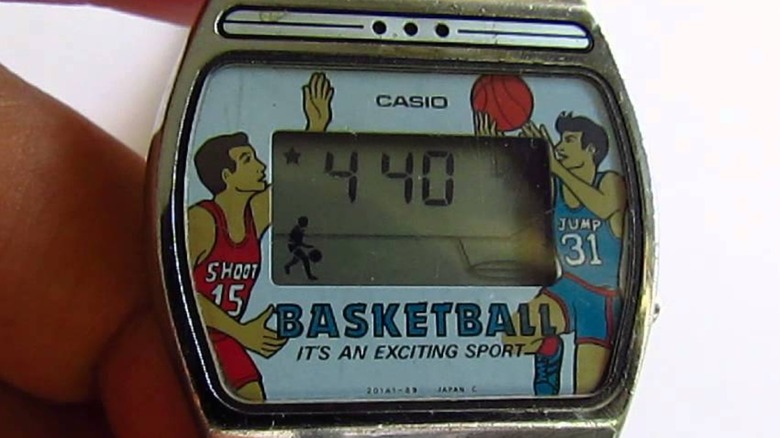 Casio Basketball Video Game Watch held in a person's hand