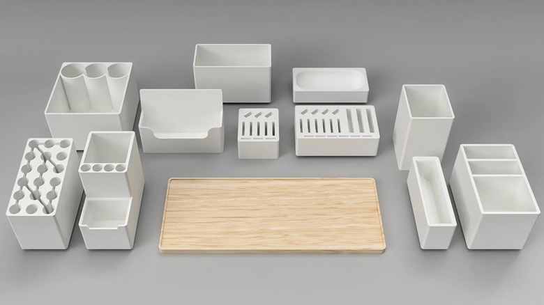 The Incastro modular desk organizer showing all parts.