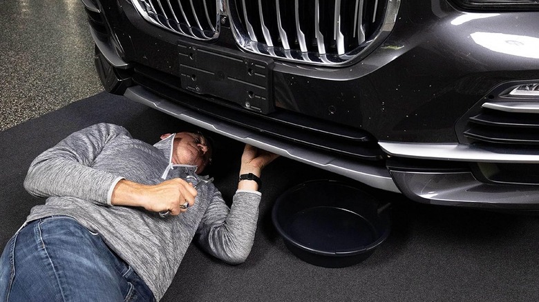 oil spill mat under car