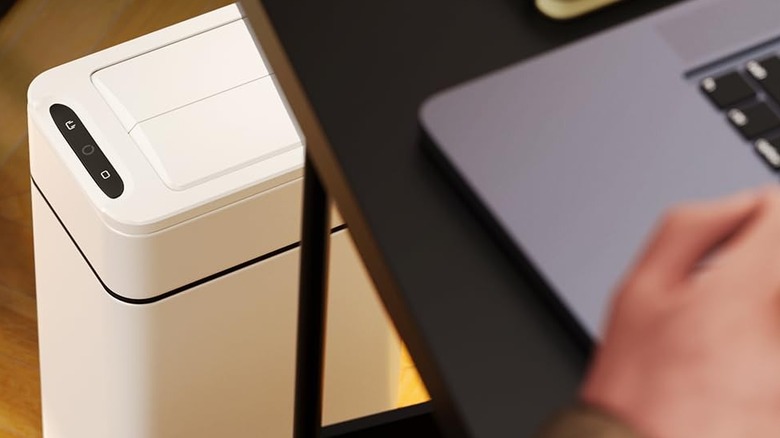 trashcan next to computer