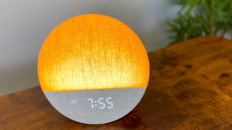 A close up shot of the Dreamegg Sunrise Alarm Clock.