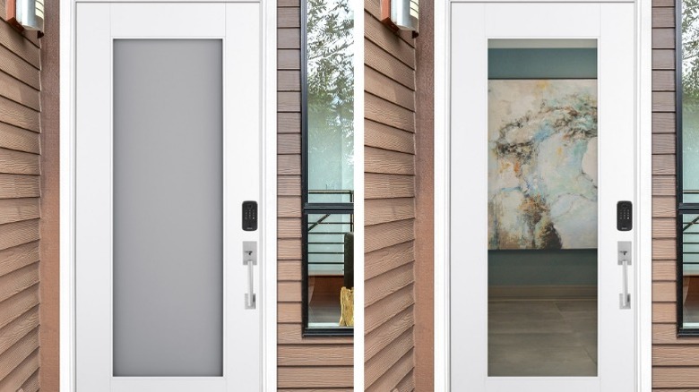 Feather River Smart Glass Door, clear and opaque