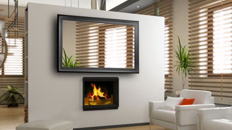 A mirror TV in a living room.