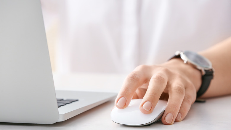 person using computer mouse