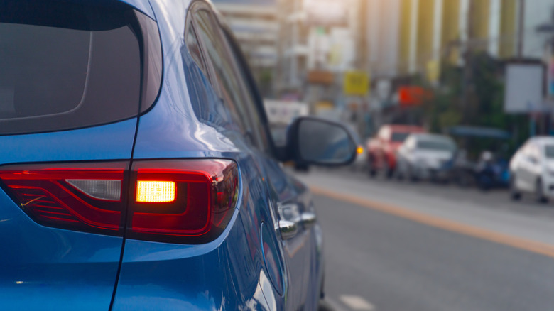 car with turn signal lit up