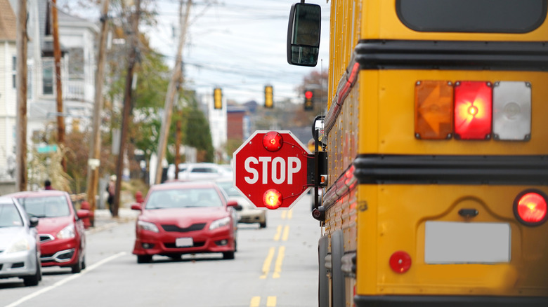 stop sign on a school bus