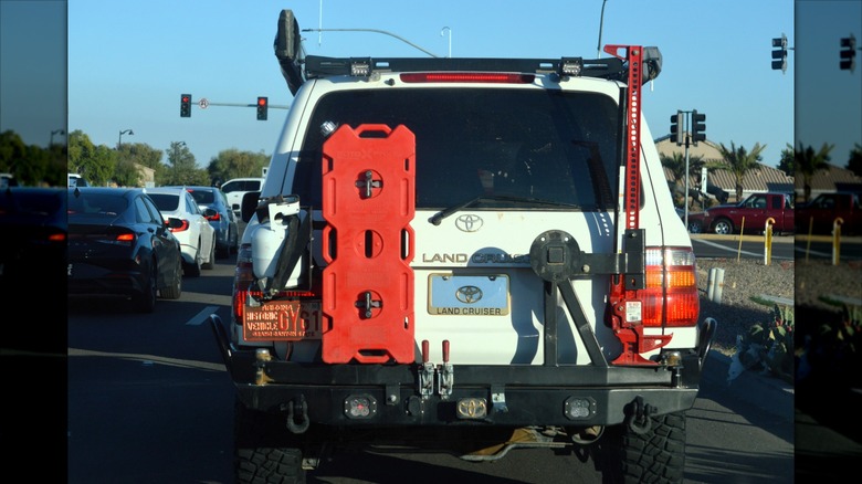 A Toyota Land Cruiser equipped with off-road gear.