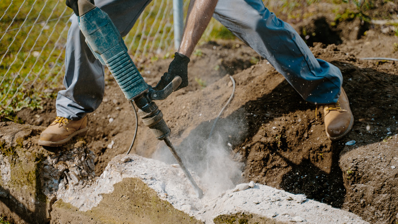 drilling into concrete with SDS drill
