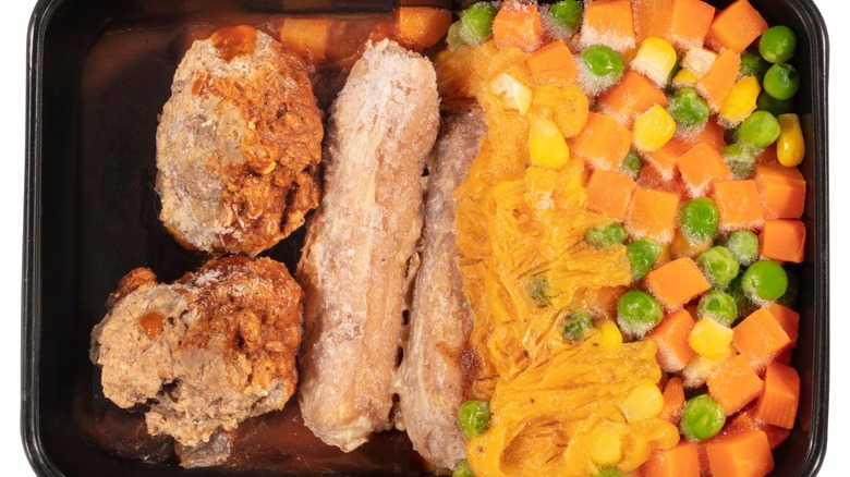 Questionably cooked TV dinner