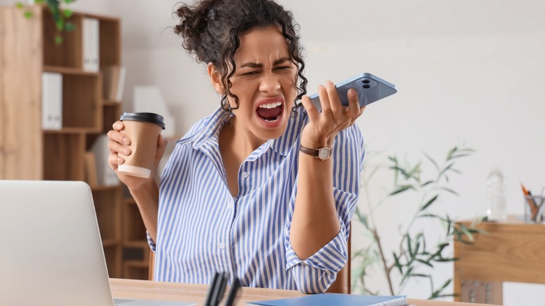 Angry person on their phone