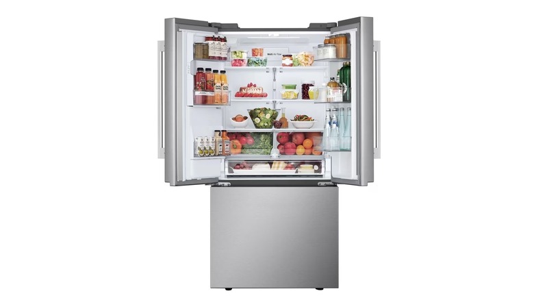 Picture showing LG refrigerator with open doors