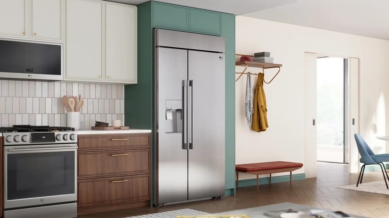 Picture showing LG refrigerator in a modern home