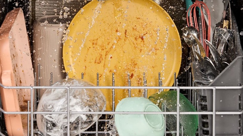 Whirlpool dishwasher spraying water