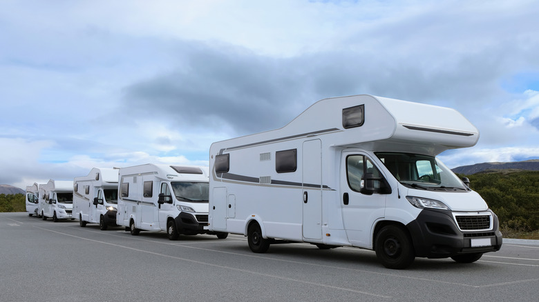 camper vans in parking lot