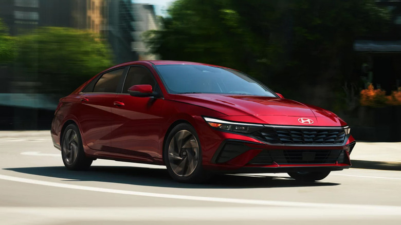 Hyundai Elantra driving on city street