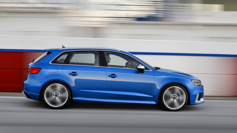 2016 Audi RS 3 driving at speed on circuit, right-side view