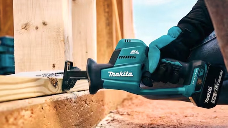 Person using Makita Compact Recipro Saw