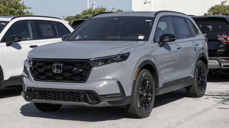A gray 2026 Honda CR-V parked in a dealership lot.