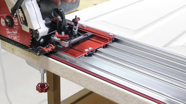 circular saw on track saw guide