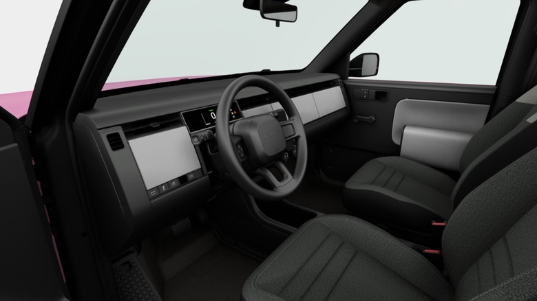 The Slate truck interior, featuring a minimalist gray-tone design