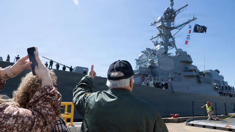 USS Harvey C. Barnum Jr viewed from the dock.