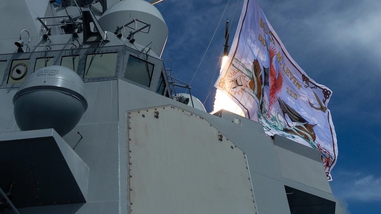 A launch from the USS Carl M. Levin.