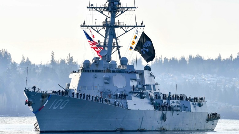 USS Kidd in the water.