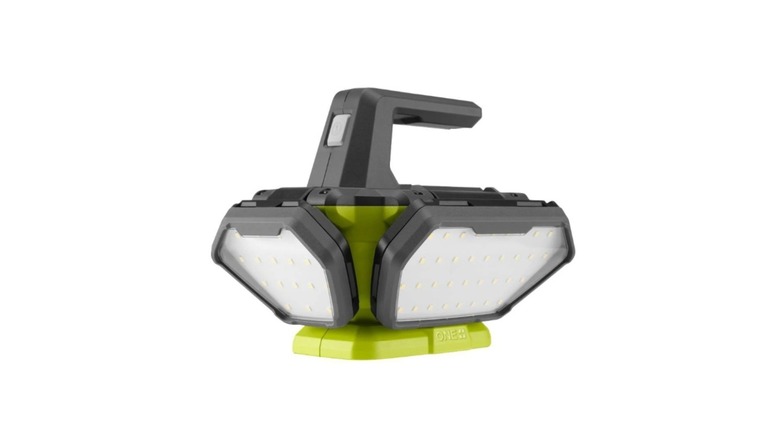Green and black LED light with two light panels and a top handle