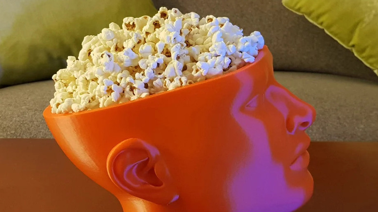 3D printed head-shaped popcorn bowl