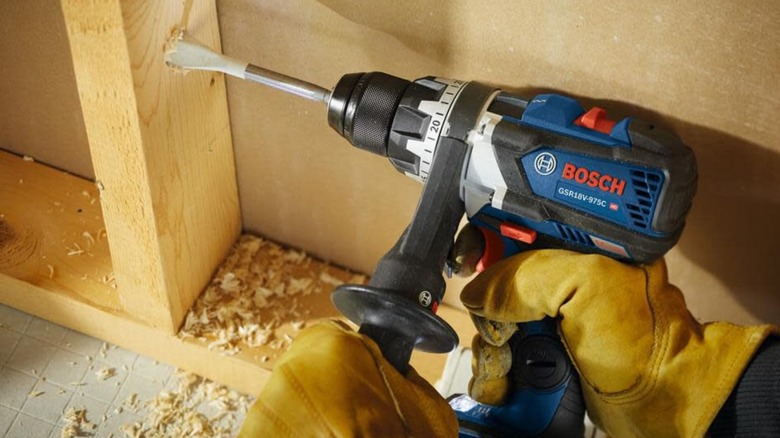 drilling into stud with Bosch drill