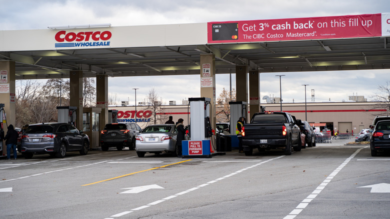Cars being fueled at Costco gas station