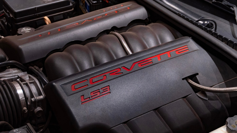 Close up of Corvette LS3 engine