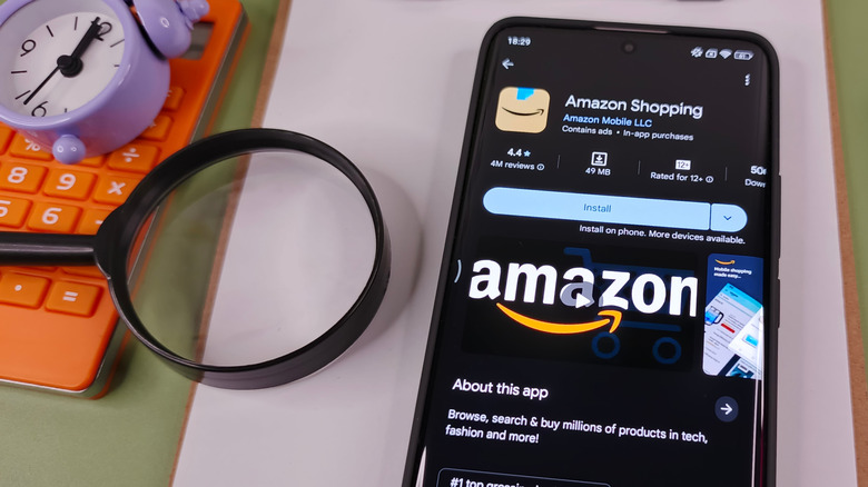 Mobile screen showing the Amazon Shopping app page
